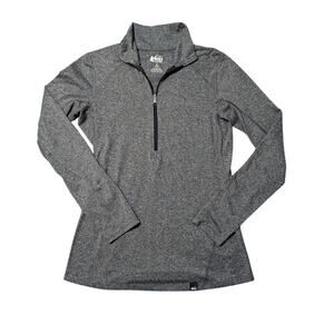 REI women's lightweight, gray performance 1/4 zip pullover; stretchy; Small